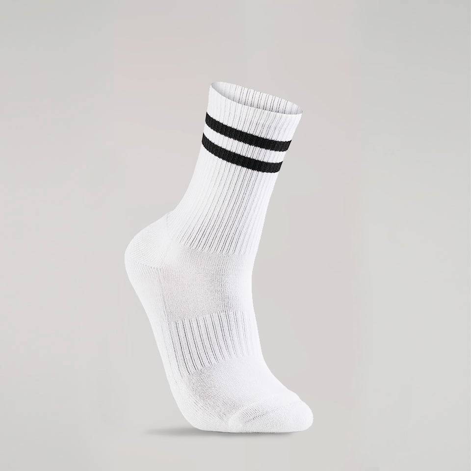 Bambusa hvite tennissokker med sorte striper, 3 par